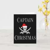 Captain Christmas Holiday Pirate Skull Santa Hat B カード (黄色い花)