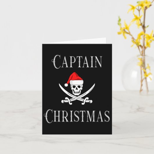 Captain Christmas Holiday Pirate Skull Santa Hat B カード (黄色い花)