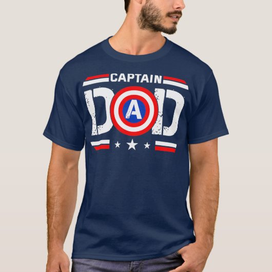 Captain Dad Superhero Funny Men Fathers Day Dad Tシャツ (正面)