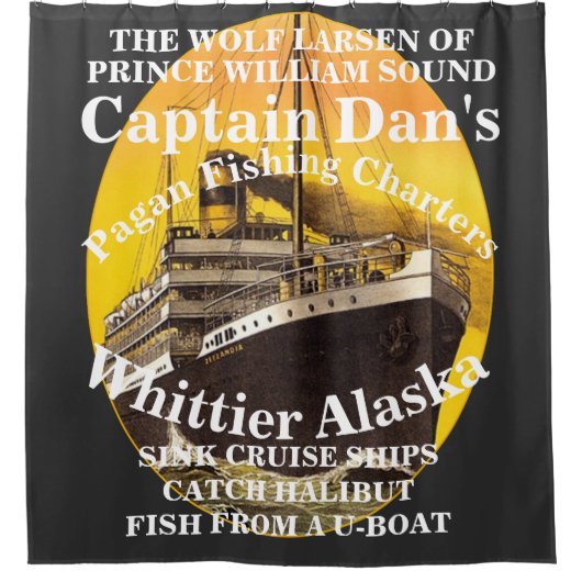 CAPTAIN DAN THE WOLF LARSEN OF ALASKA AK シャワーカーテン (正面)