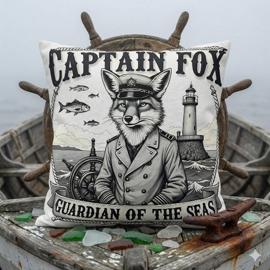 Captain Fox Guardian of Seas Nautical Design クッション