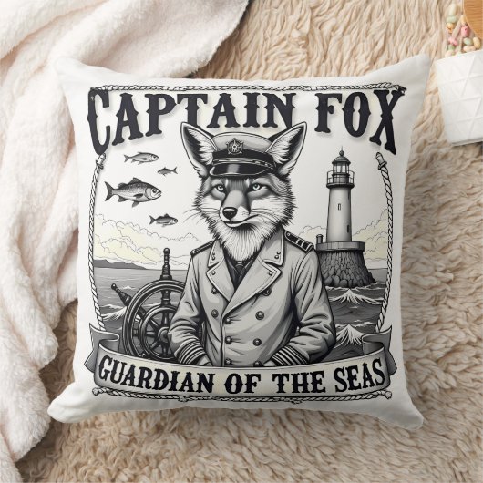 Captain Fox Guardian of Seas Nautical Design クッション (ブランケット)