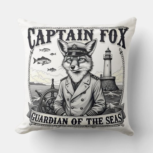 Captain Fox Guardian of Seas Nautical Design クッション (正面)