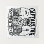 Captain Fox Guardian of Seas Nautical Design タペストリー (正面(横))