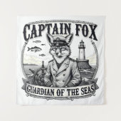 Captain Fox Guardian of Seas Nautical Design タペストリー (正面)