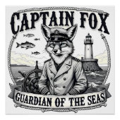 Captain Fox Guardian of Seas Nautical Design ポスター (正面)