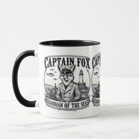 Captain Fox Guardian of Seas Nautical Design マグカップ (左)