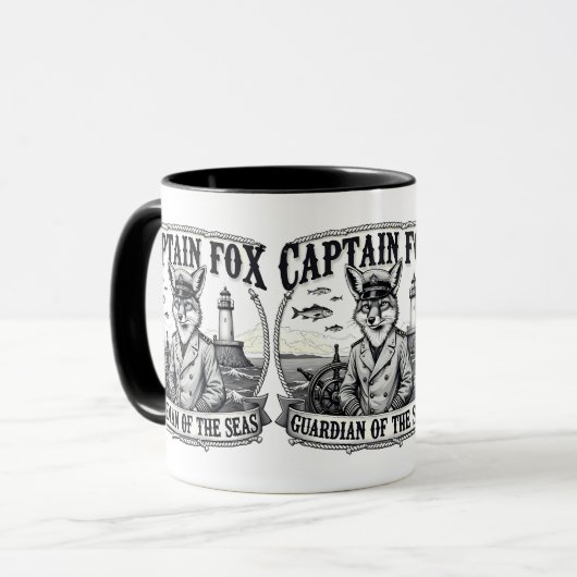 Captain Fox Guardian of Seas Nautical Design マグカップ (正面左)