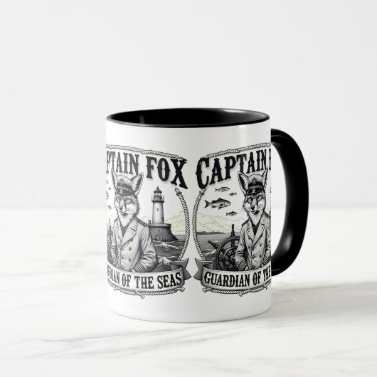 Captain Fox Guardian of Seas Nautical Design マグカップ (正面右)