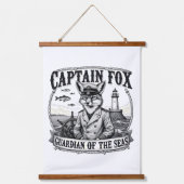 Captain Fox Guardian of Seas Nautical Design 吊り下げ型タペストリー (正面)
