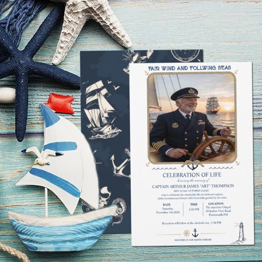 Captain Funeral Invitation Template 招待状