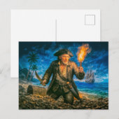 Captain Kidd Legendary Pirate Portrait ポストカード (正面/裏面)