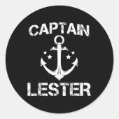Captain Lester Funny Birthday Personalized Name Bo ラウンドシール (正面)