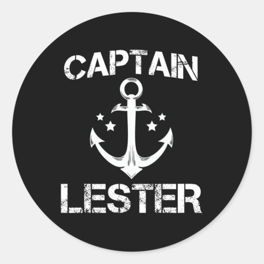 Captain Lester Funny Birthday Personalized Name Bo ラウンドシール (正面)