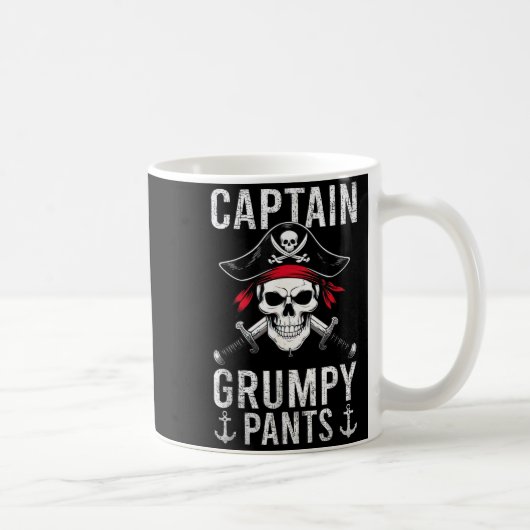Captain Mpy Pants Rate Humor Skull Graphic  コーヒーマグカップ (右)
