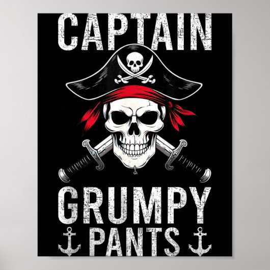 Captain Mpy Pants Rate Humor Skull Graphic  ポスター (正面)
