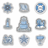 Captain of the Day Blue Striped Birthday Stickers シール (正面)