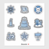 Captain of the Day Blue Striped Birthday Stickers シール (シート)