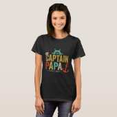 Captain Papa Pontoon Lake Sailor Fishing Boating F Tシャツ (正面フル)