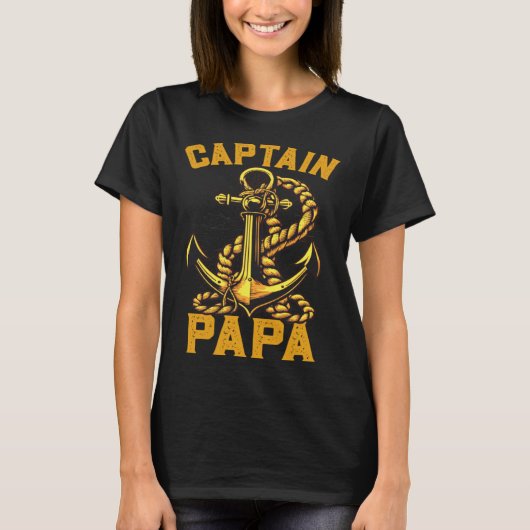 Captain Papa Pontoon Sailing Boat Dad Daddy Father Tシャツ (正面)