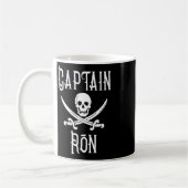 Captain Ron Personalized Pirate Skull Boating  コーヒーマグカップ (左)