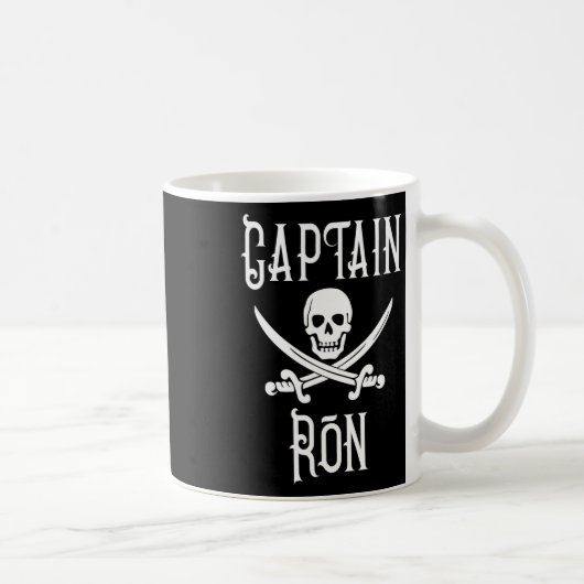 Captain Ron Personalized Pirate Skull Boating  コーヒーマグカップ (右)