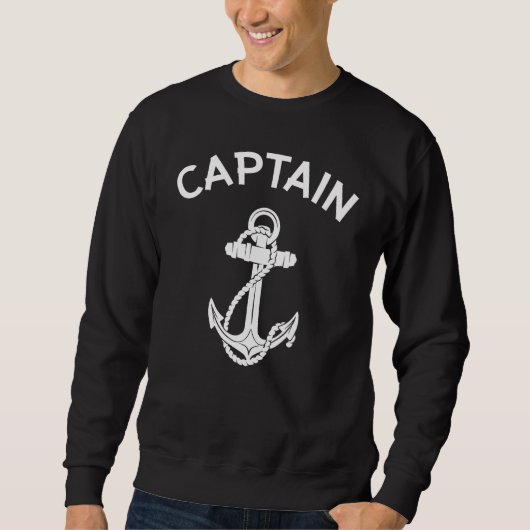 Captain Sailing Boat Ocean Water Salty Skipper Yac スウェットシャツ (正面)