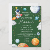 Captain Space Birthday Party Invitation for Kids 招待状 (正面)