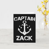 Captain Zack Funny Birthday Personalized Name Boat カード (黄色い花)