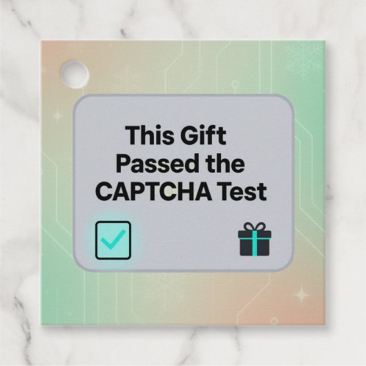 「CAPTCHAテストに合格」おもしろテクノロジーギフトタグ フェイバータグ (正面)