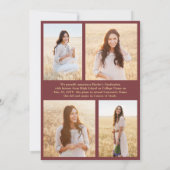 Captioned Photo Collage Burgundy & Gold Graduation 案内状 (裏面)
