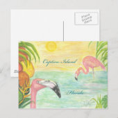 Captiva Island Flamingos Florida Art ポストカード (正面/裏面)