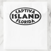 Captiva Island Floridaブラック 楕円形シール (バッグ)
