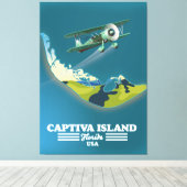 Captiva Island Florida USAの地図 キャンバスプリント (インサイチュ (ウッドフロア))