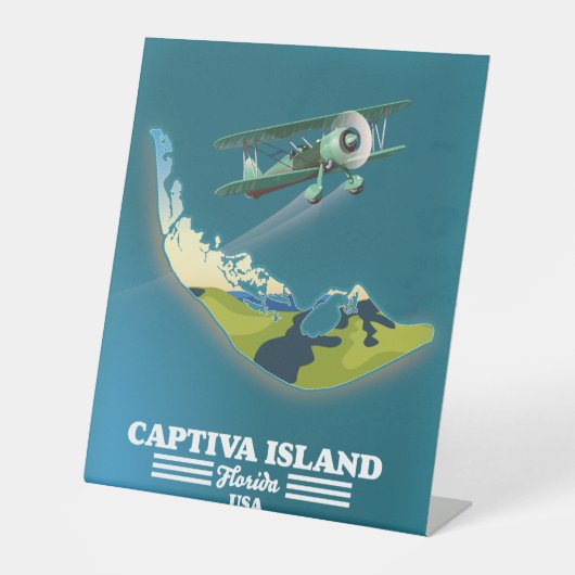 Captiva Island Florida USAの地図 台座サイン (正面)