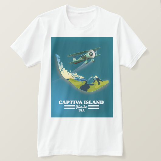 Captiva Island Florida USAの地図 Tシャツ (デザイン正面)