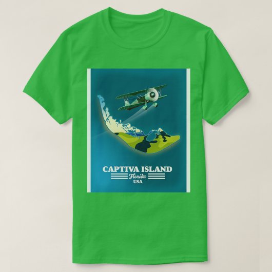 Captiva Island Florida USAの地図 Tシャツ (デザイン正面)