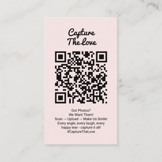 Capture Love QR Code Wedding Photo Sharing 名刺 (裏面)