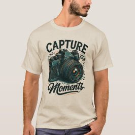 「Capture Moments」レトロカメラアートTシャツ Tシャツ
