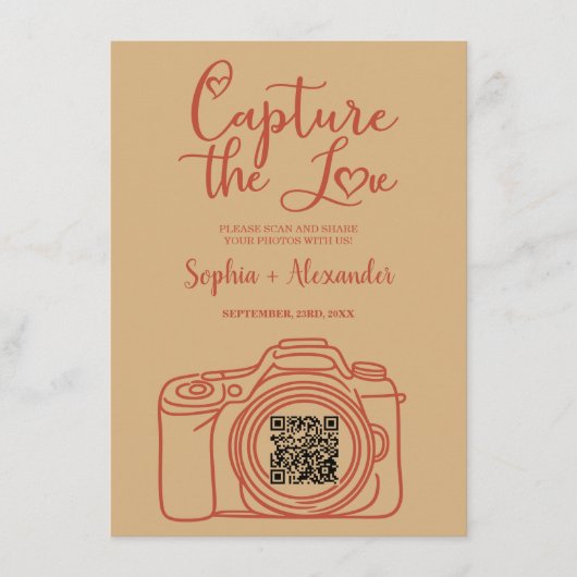 Capture The Love ウェディングフォト共有QRコード エンクロージャーカード (正面)