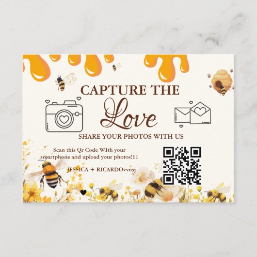 Capture the Love ウェディングQRコードカード、フォトカード 招待状 (正面)