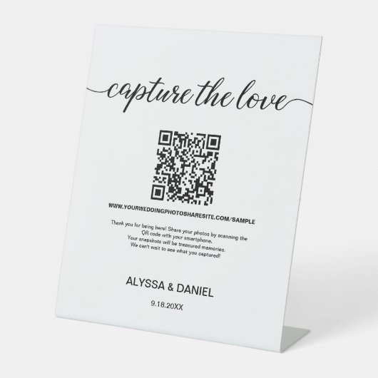 Capture the Love ウェディングQRコードフォト共有 台座サイン (正面)