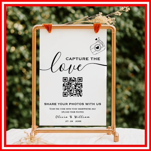 Capture The Love フォトQRコード モダンウェディング ポスター
