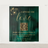 Capture The Love Emerald Green & Gold QR Backdrop タペストリー (正面)