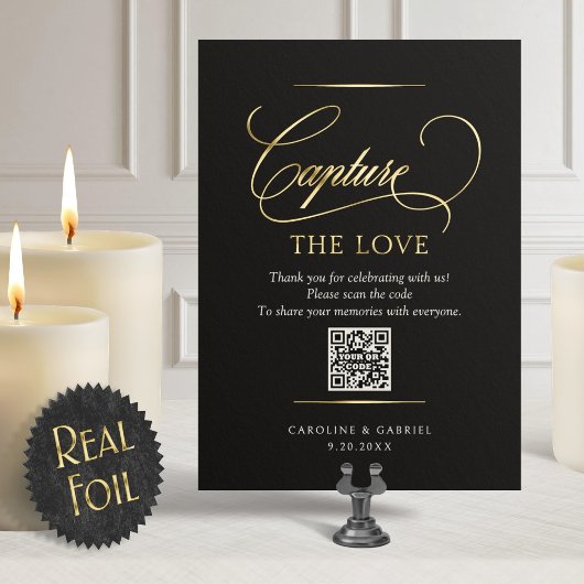 Capture the Love Photo Share Wedding Sign 箔招待状