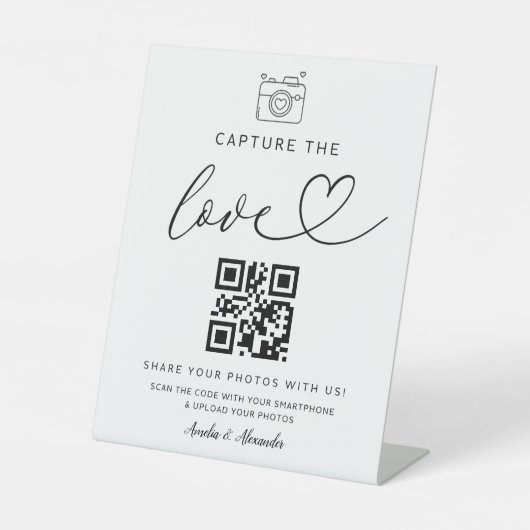 Capture The Love QRコード フォトウェディングサイン 台座サイン (正面)