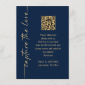 Capture the Love QR Code Navy Gold Wedding Card 招待状 (正面)