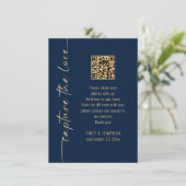 Capture the Love QR Code Navy Gold Wedding Card 招待状 (スタンド正面)