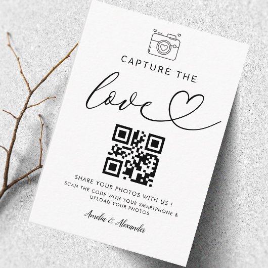 Capture The Love Qr Code Photo Wedding Sign  エンクロージャーカード