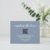 Capture the love QR code wedding photo share blue 招待状 (スタンド正面)